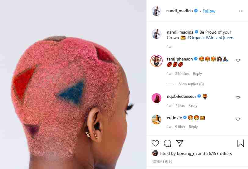 La star américaine Taraji P Henson se réjouit de la nouvelle coiffure de Nandi Madida