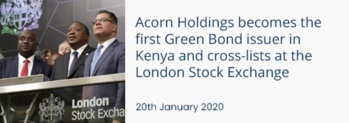 Acorn Holdings clôture la dernière tranche sursouscrite de son Green Bond au Kenya