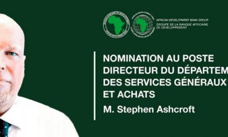 La BAD nomme Stephen Ashcroft au poste de directeur des services généraux et des achats