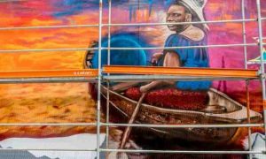 Une immense fresque de Cotonou raconte l'histoire du Bénin