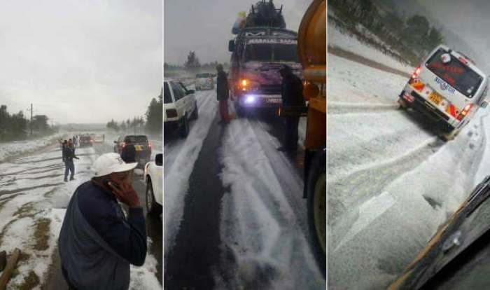 Le Kenya jouit d'une rare sensation de neige, mais l'agence météorologique dit qu'il s'agissait d'une tempête de grêle